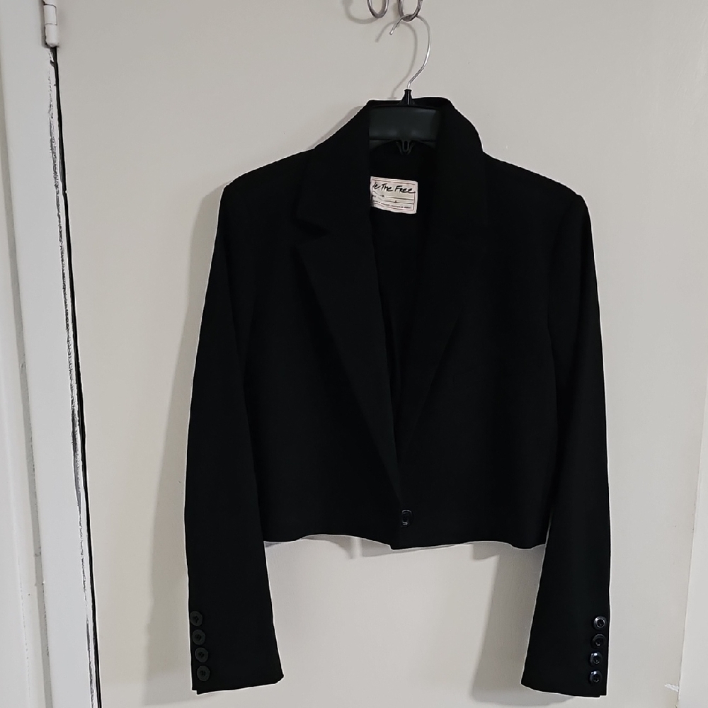 We The Free Black Blazer Structured Suit Jacket